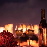 wine glasses and roses